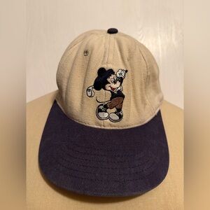 Vintage Disney Mickey Mouse Golf Hat Cap Beige Adjustable Unisex